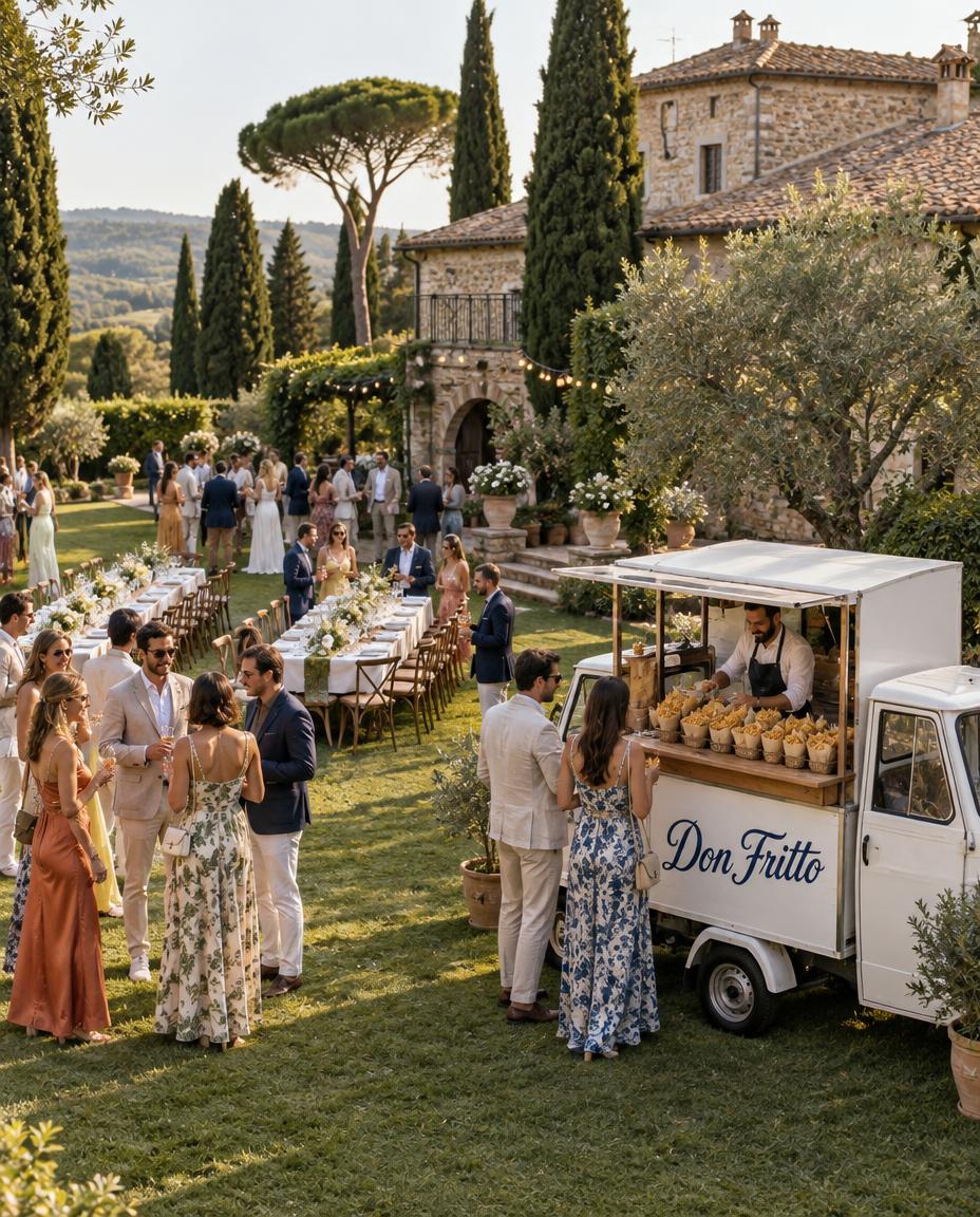 Ape vintage a un matrimonio in tenuta